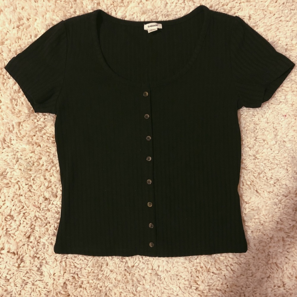 black button up tee shirt garage